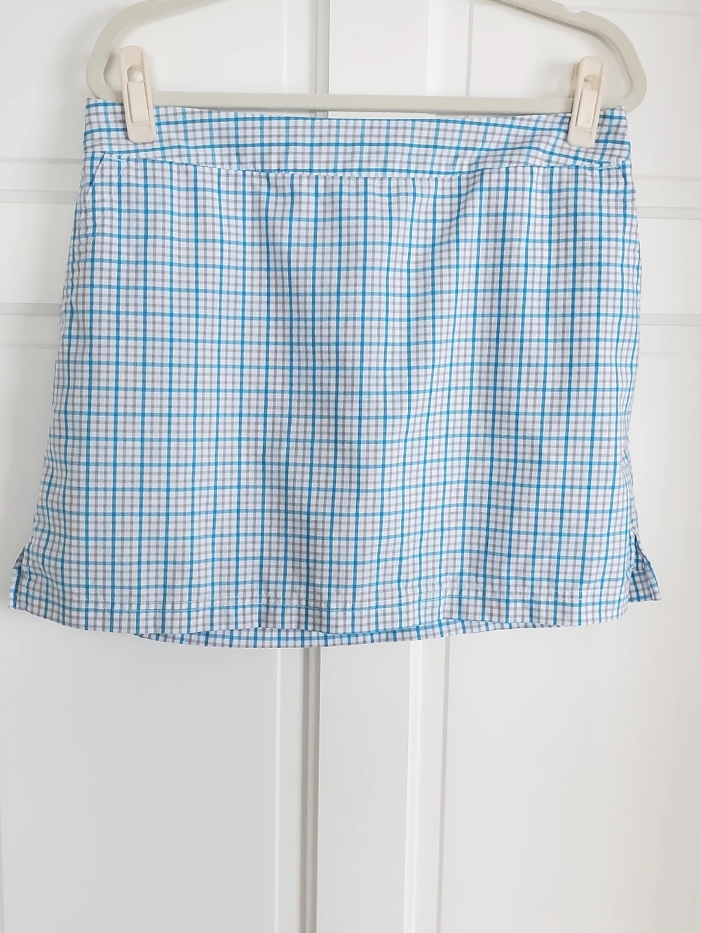 Adidas Golf/Tennis Skirt w Attached Undershorts 10 White-Blue Plaid